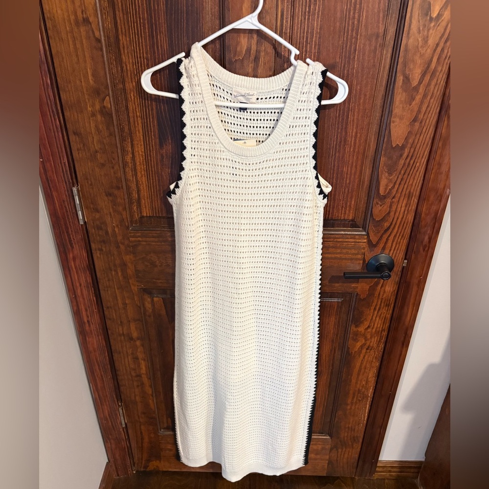 Universal Thread Openwork Midi Sweater Dress, cream and black, NWT, size XL